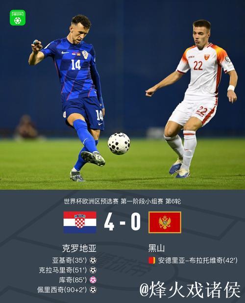 世预赛-佩里西奇破门克拉马里奇建功 克罗地亚4-0黑山
